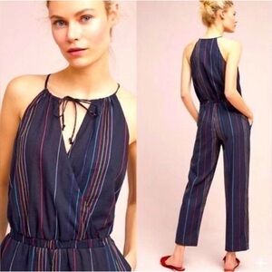 New Anthropologie Dolan Odille Striped Halter Jumpsuit Size S. GUC